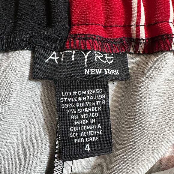 Attyre New York Striped Wide Leg Tie Waist Cropped Palazzo Red Black Pants 4 - Picture 7 of 8